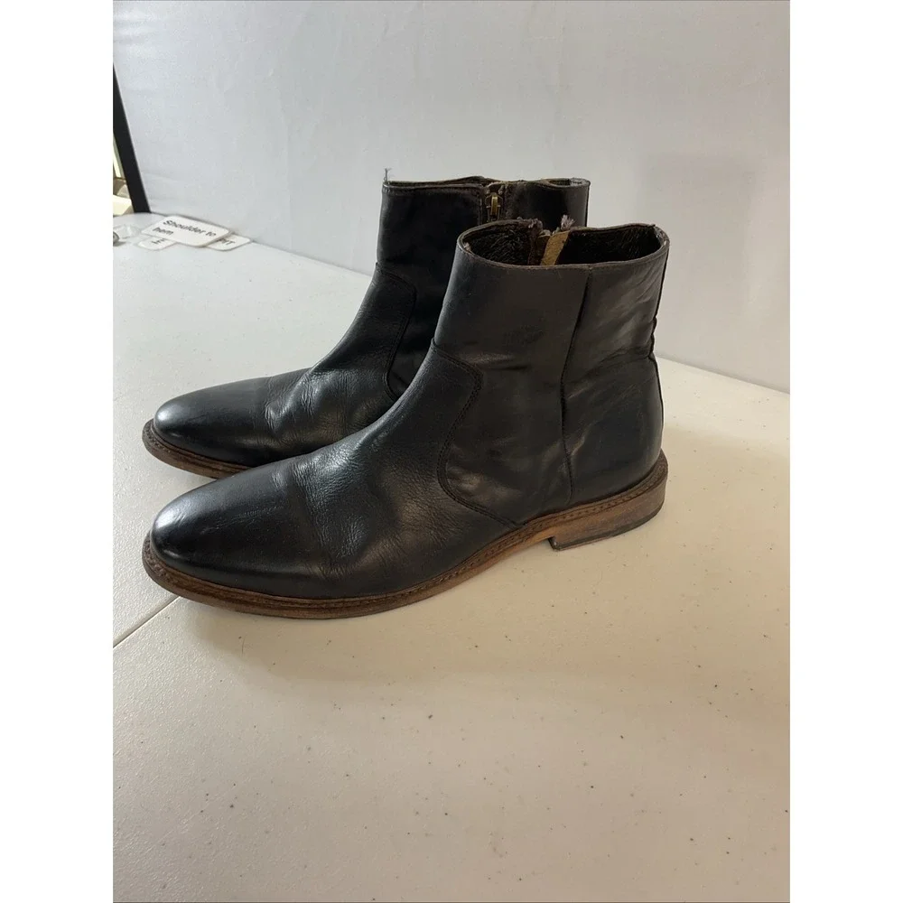 Mens Freebird by Steven Douglas‎ Boot Size 13 Leather black Zip Grunge Biker